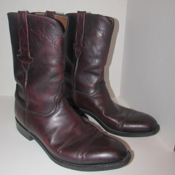 Lucchese Other - LUCCHESE Black Cherry Cowboy Leather Boots 10.5D